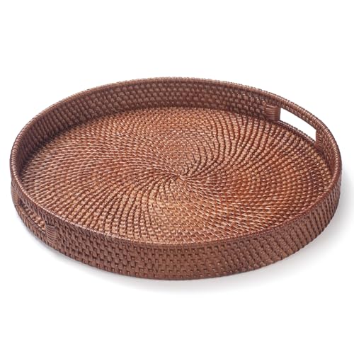 16.9 inch Round Rattan Tray