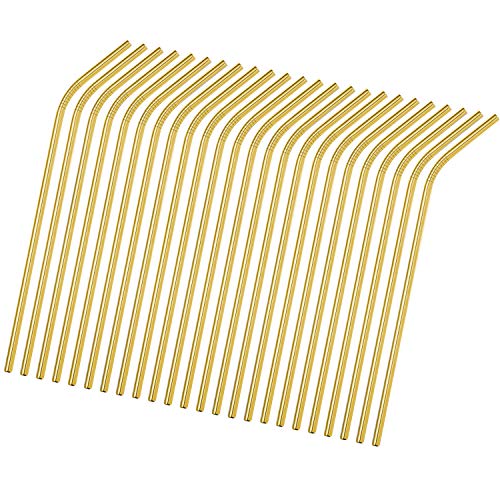 Reusable Metal Straws 50Pack.Ultra Long 10.5”Gold Color Stainless Steel Drinking Straws in Bulk For Wholesale.265x6mm Straight Curved Straws for 20 (50 Count)