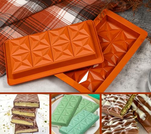 1 Inch Deep Dubai Chocolate Bar Mold Deep with Diamond Shapes