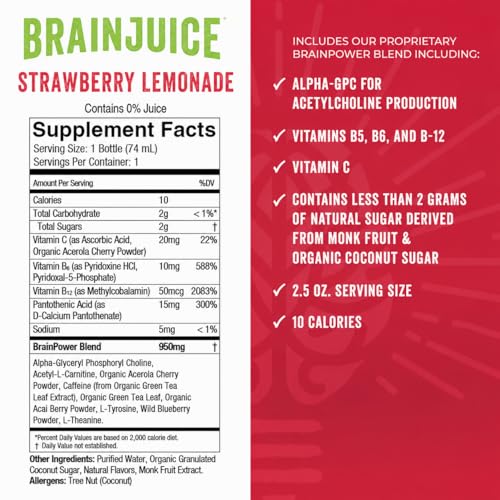 Strawberry Lemonade Nootropic Supplement Shot (30 Fl Oz)