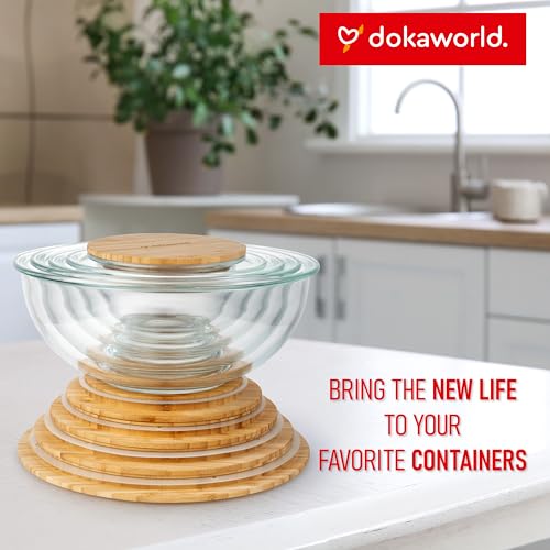 Glass Mixing Bowls Bamboo Lids (5 Count)