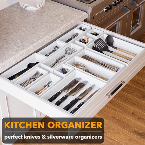 14 Piece Bamboo Drawer Organizer Storage Boxes Set