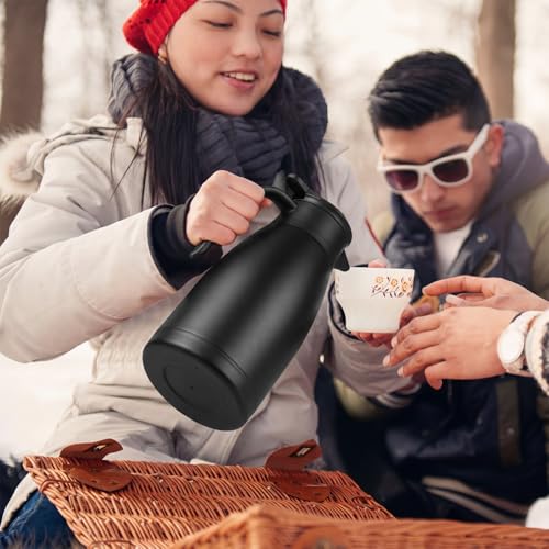 2 Pcs Thermal Coffee Carafe Insulated Stainless Steel Coffee Carafe for Hot Liquid Vacuum Thermal Pot Creamer Pitcher Dispenser with Brushes Keeping Hot Water Milk (2 Count)