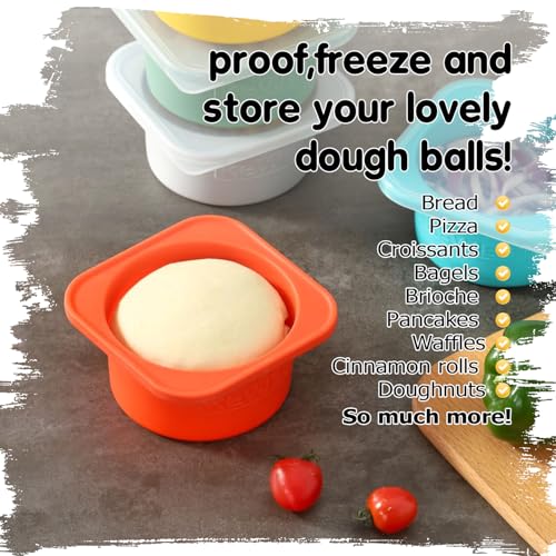 Stackable Silicone Artisan Pizza Dough Proofing Proving Containers with Air (4 Count)