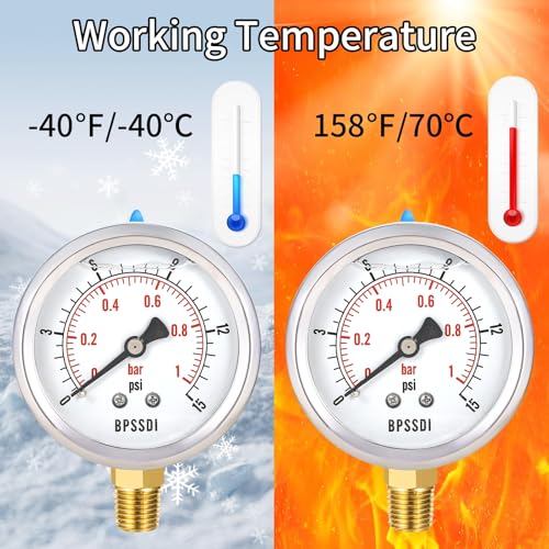 0 15 Psi Glycerin Liquid Filled Low Pressure Gauge