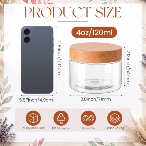 4 Pcs Plastic Jars Wide Mouth with Lids (4 Count)
