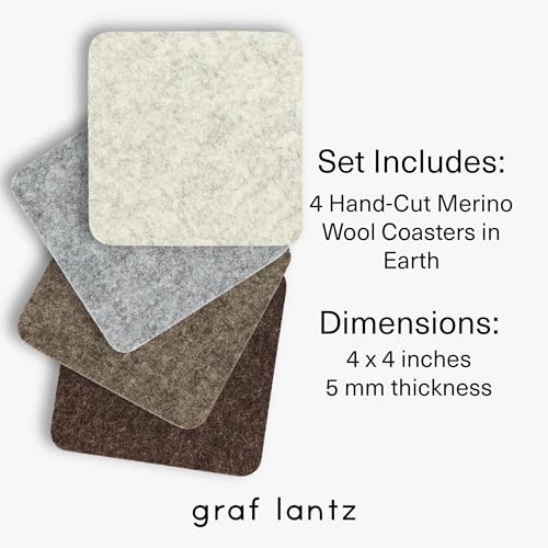 Bierfilzl Merino Wool Square Coasters Set of 4 (4 Count)