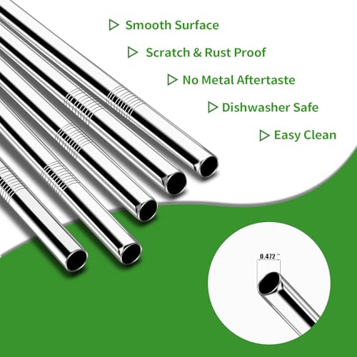 5 Pcs Stainless Steel Smoothie Straws (5 Count)