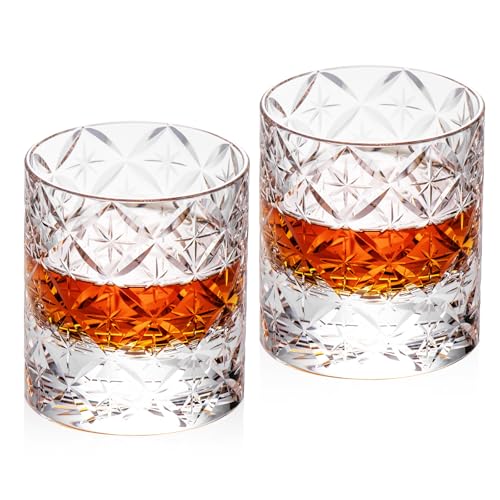 Crystal Whiskey Glasses Set of 2 Hand Blown Old Fashioned Glasses (2 Count)