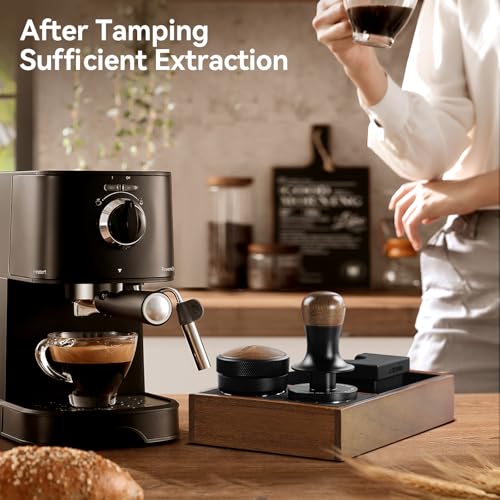 53.35mm Espresso Coffee Tamper with Three Spring Loaded Calibrated Espresso Tamper 30lbs 54mm Espresso Hand Tamper with Sound Feedback Titanium Coating Black T6177T