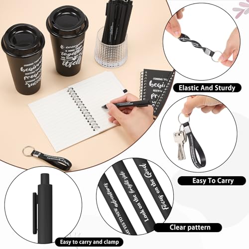 24 Set 96 Pcs Team Appreciation Gift Set Inspirational Employee Appreciation Gift Bulk 16 oz Coffee Cups with Team Notebook Pen Keychains for Staff Teacher (24 Count)