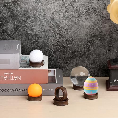 Pack of 6 Wooden Sphere Holder Display Stand for Crystal Sport Ball (6 Count)