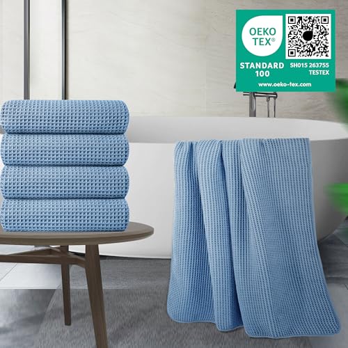 430 GSM Poly Blend Microfiber Quick Dry Waffle Bath Towel (4 Count)