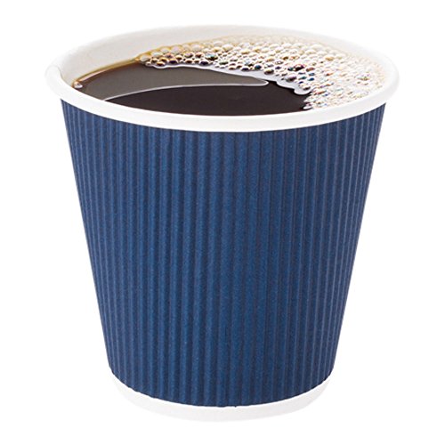 Ripple Wall Coffee Cups 500 Count 8 Ounce Insulated Midnight Blue Paper Cups