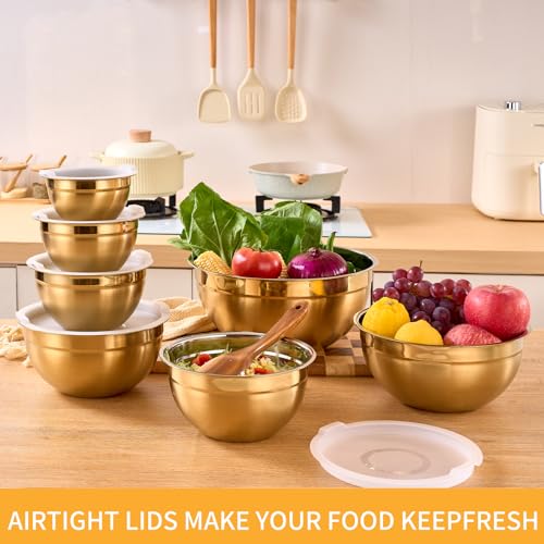 Gold Mixing Bowls With Airtight Lids
