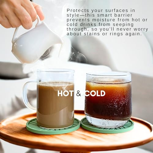 Silicone Coasters Set of 6 with Gold Holder