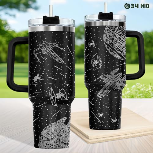 Space Galaxy Sci Fi Falcon 40 oz Tumbler with Handle