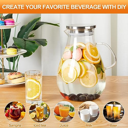 1 Gallon Glass Pitcher with Lid and Handle