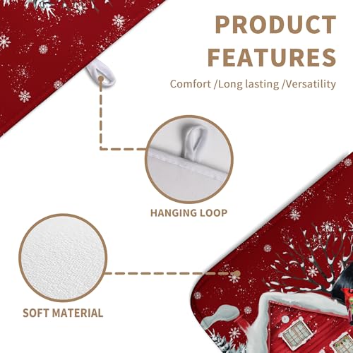 Christma Snowman Dish Drying Mat Winter Snowflake Large Kitchen Mats Dish Drying Pad Red Absorbent Dish Dryer Mat for Kitchen Countertops Microfiber Drainer Pad Dish Drying Mats