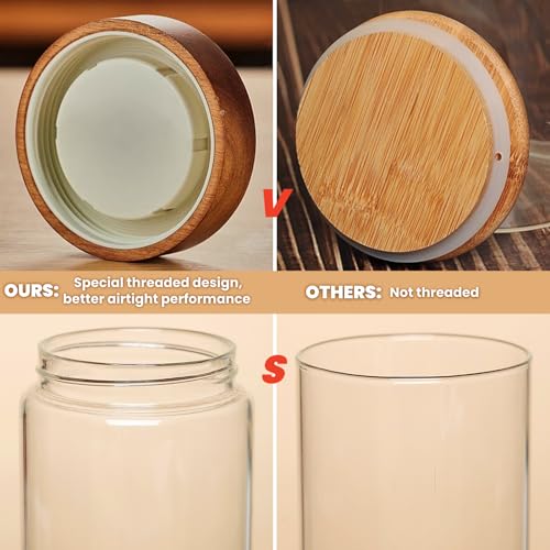 28 Fl oz Glass Food Storage Jar with Airtight Wooden Screw on Lid and Scoop