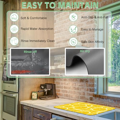 Dish Drying Mat for Kitchen Counter Absorbent Dish Coffee Mat 16"X24"