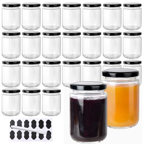 24Pack 12oz Glass Jars with Lids (24 Count)