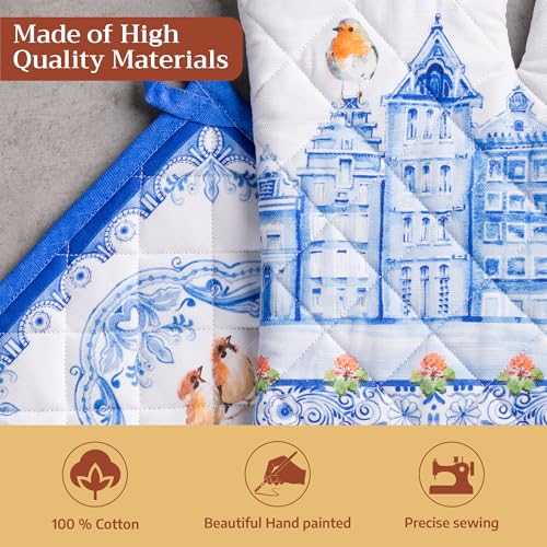 100% Cotton Oven Mitt & Pot Holder Set (2 Count)