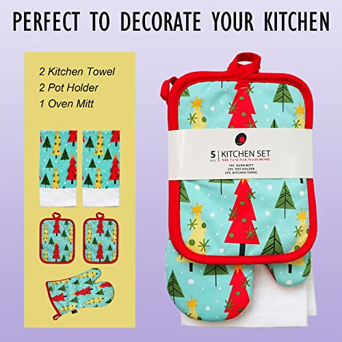 Oven Mitts and Potholders Dish Towles Set 100% Cotton for Perfect for Gifting (16 Ounce)