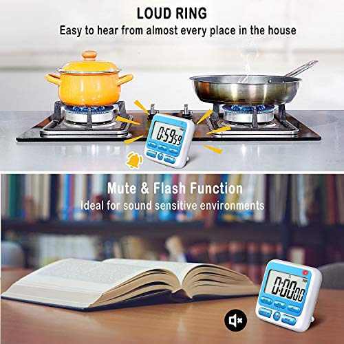 4-in-1 Digital Timer with Count Up/Down, Clock & Alarm, Ring & Silent Modes