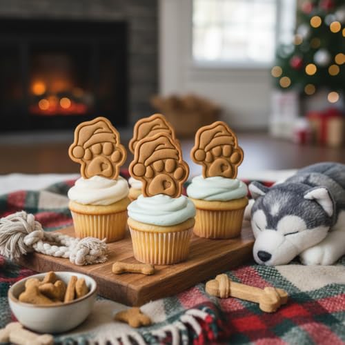 Paw-lalalala – Mini Santa Paw Cookie Cutter & Stamp Set (2") – Set of 2 Paw Prints with Santa Hat for Christmas Pet-Themed Fondant Embossers for Festive Cookies, Cupcakes and Edible Crafts