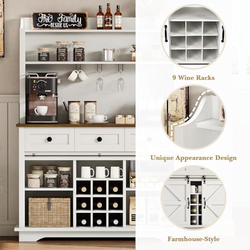 63 Inch Tall Coffee Bar Cabinet with 3