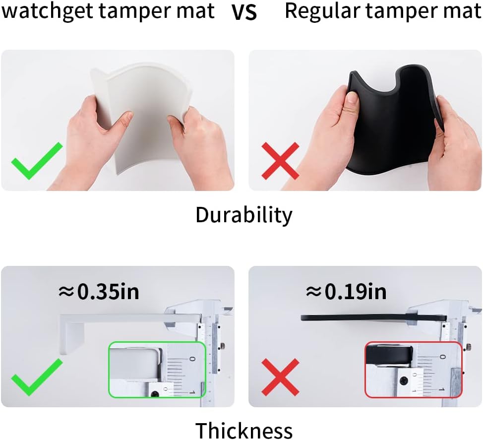 watchget Tamping Mat, Espresso Coffee Tamper Mat, Grey Silicone Food Grade Pad, Dustproof, Coffee Tamp Station, Espresso Accessory, Waterproof and Heat Resistant (8inX6in)