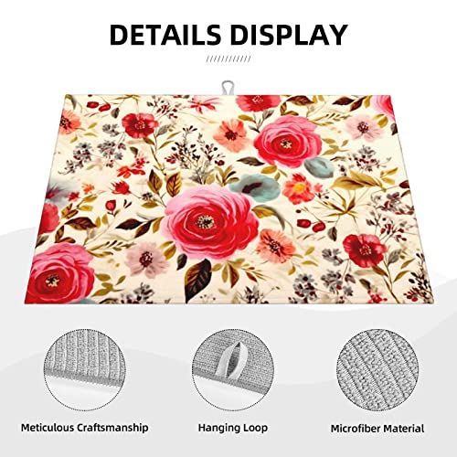 Large Dish Drying Mats For Kitchen Counter Microfiber Kitchen Drying Mat XL Draining Pad Absorbent Quick Drying Dish Mat 18x24 Inch