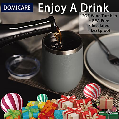 Stainless Steel Wine Tumbler Bulk with Lid (8 Count)