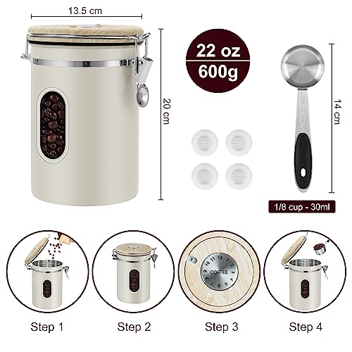 1800ML Airtight Coffee Canister with Date Tracker&Transparent Window