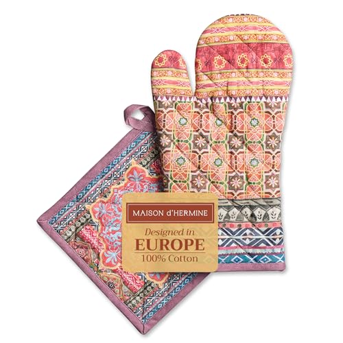100% Cotton Oven Mitt & Pot Holder Set (2 Count)