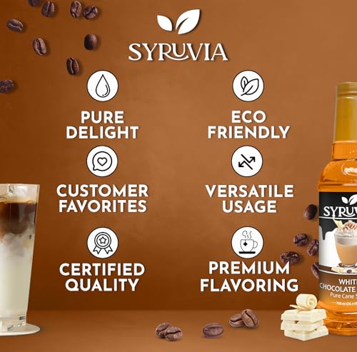 Coffee Syrup White Chocolate Mocha Flavored Syrup for Drinks (25.4 Fl Oz)