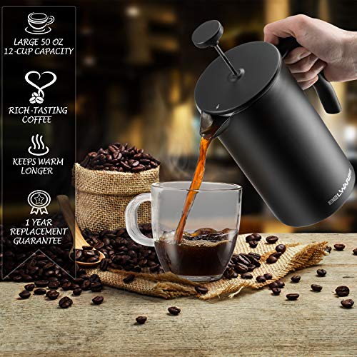 Large Insulated French Press Coffee Maker 50oz