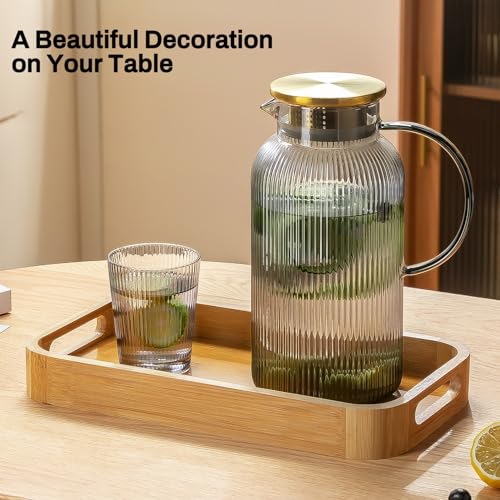 2 PACK Glass Pitcher with Lid (2 Count)