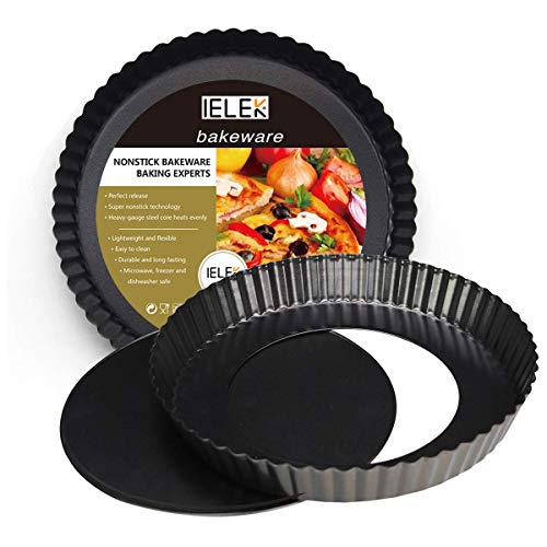 12 Inch Non Stick Tart Quiche Flan Pan Molds Round Removable Loose Bottom Fluted Heavy Duty Pie Pizza Pan