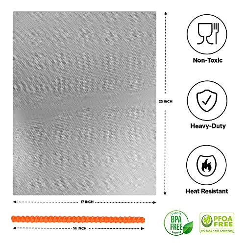 Oven Liners for Bottom of Oven 17"x 25" and Silicone Rack Guards Orange 14" (4 Count)