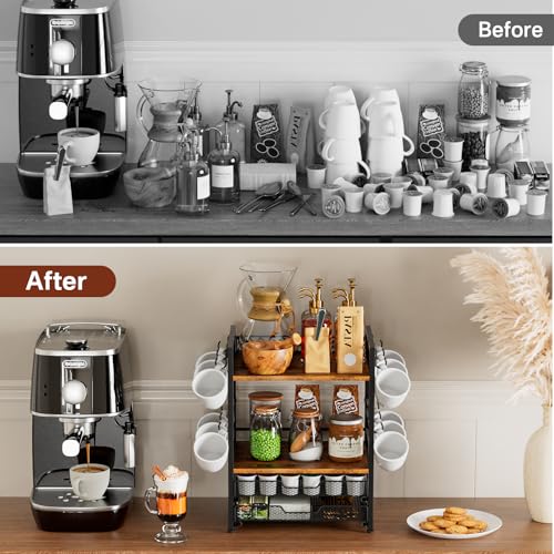 Coffee Bar Organizer Coffee Station K Cup Holder for Countertop