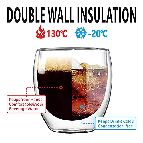 5.5oz Glass Coffee Mugs Set of 2