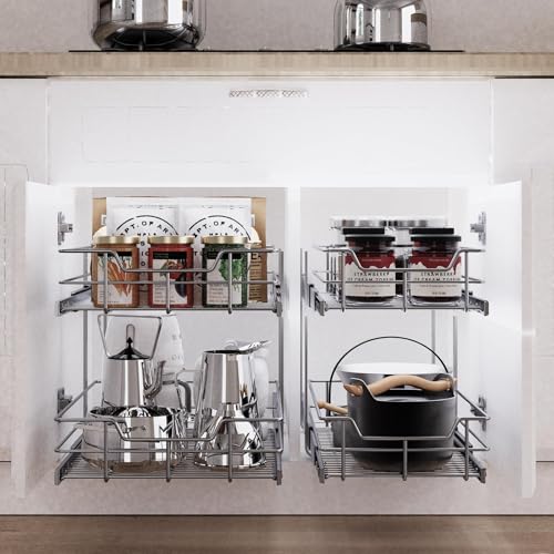 2 Tier Pull Out Cabinet Organizer 11" W X 22" D
