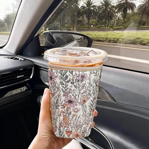Reusable Insulated Neoprene Iced Coffee Cup Sleeve (3 Count)