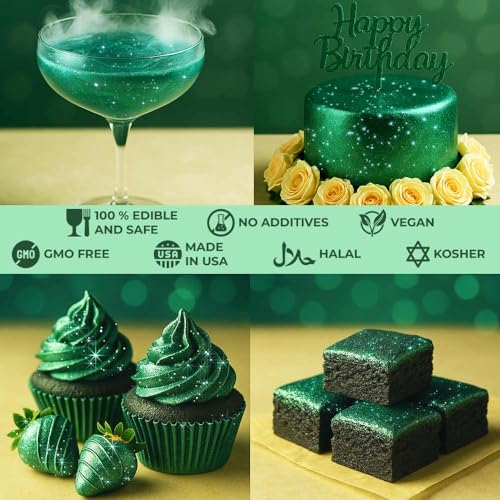Dark Green Edible Glitter for Drinks 20g