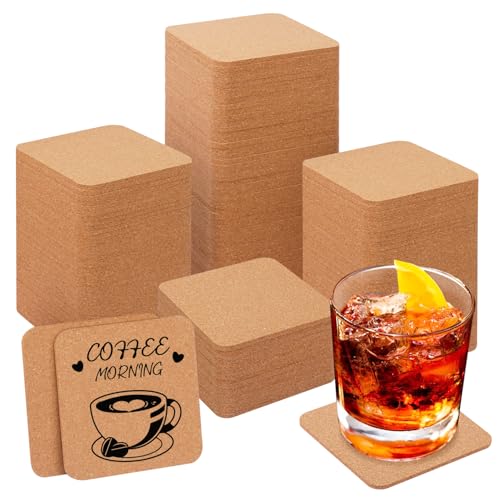 130 Pieces 4 x 4 Inch Cork Coasters for Drinks (130 Count)