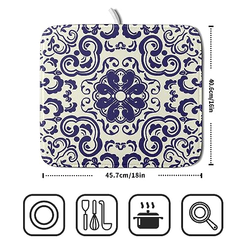 Boho Ethnic Design Dish Drying Mat for Kitchen Counter