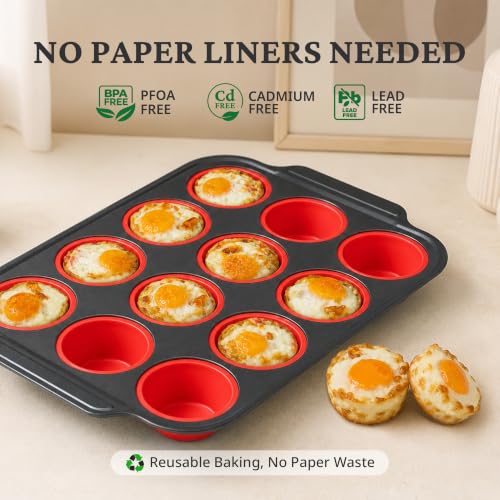 Silicone Muffin Pans for Baking with Metal Frame