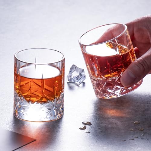 Crystal Whiskey Glasses Set of 2 Handcrafted Old Fashioned Glasses (2 Count)